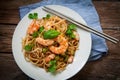 Thai noodles on pan Royalty Free Stock Photo