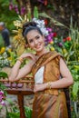 Thai northeastern Phutai traditional dancers` costume