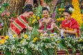 Thai northeastern traditional rice offering and garland