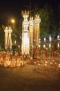 Thai northern lanterns in Yee-Peng festival at the temple.