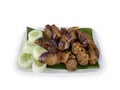 Thai northern local food sausage dish on white background. Royalty Free Stock Photo