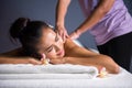 Thai oil massage to Asian woman Royalty Free Stock Photo