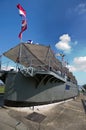 Thai old warship settles on the ground as museum Royalty Free Stock Photo