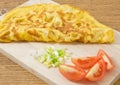 Thai Omelette with Sliced Tomatoes and Scallion Royalty Free Stock Photo