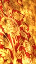 Thai oriental red and gold flower illustration pattern Royalty Free Stock Photo