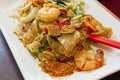 Thai Pad Kee Mao Rice Noodle with Prawns Dish