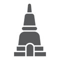 Thai pagoda glyph icon, asia and architecture, asian building sign, vector graphics, a solid pattern on a white