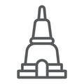 Thai pagoda line icon, asia and architecture, asian building sign, vector graphics, a linear pattern on a white