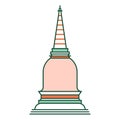 Thai pagoda LineColor illustration