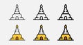 thai pagoda temple buddhism line icon and filled outline vector