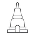 Thai pagoda thin line icon, asia and architecture, asian building sign, vector graphics, a linear pattern on a white