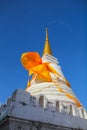 Thai pagoda and yellow fabric at Temple in Thailand