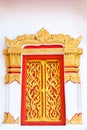 Thai painting craved window with mosaic frame Royalty Free Stock Photo