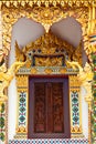 thai painting craved window with mosaic frame Royalty Free Stock Photo