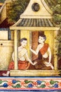 Thai painting on wall in temple