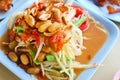 Thai papaya salad closeup Royalty Free Stock Photo