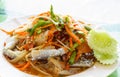 Thai Papaya salad with fresh horse crab Royalty Free Stock Photo