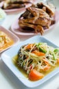 Thai papaya salad hot and spicy , Som Tam Royalty Free Stock Photo