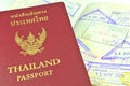 Thai passport and immigration stamps Royalty Free Stock Photo