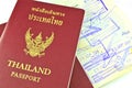 Thai passport and immigration stamps Royalty Free Stock Photo