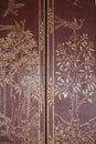 Traditional Thai style art gold painting pattern on the door in Temple Bangkok, Thailand Royalty Free Stock Photo