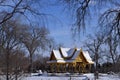 Thai Pavillion surrounded by winter trees in Olbrich Garden