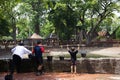 Thai people carry water for make a votive offering redeem a vow to buddha deity angel wish holy mystery worship myth in Bang
