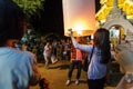 Thai people celebrate new year and release floating lanterns in