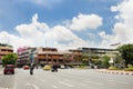 Thai people driving and riding on Bamrung Mueang Road in Bangkok