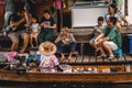 Taling Chan, Thailand - 10 01 2020: Thai people eating thai food in Taling Chan Floating Market close to Bangkok, Thailand.