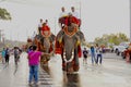 Thai people, elephant and mahout parade Pavilion at a wat par Lahansai temple , 31 January 2024 , Buriram Thailand