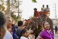 Thai people, elephant and mahout parade Pavilion at a wat par Lahansai temple , 31 January 2024 , Buriram Thailand