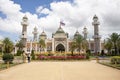 Thai people and foreign travelers travel visit and respect praying in Central Mosque or Masjid klang of Pattani at southern of