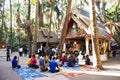 Thai people travel visit and respect praying holy thing in Wat Pa Kham Chanod at Ban Kham Chanot in Udon Thani, Thailand