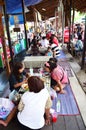 Thai people go to Bangnamphung Floating Market