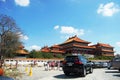 Thai people go to Chinese temple or Wat Borom Raja Kanjanapisek