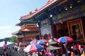 Thai people go to Chinese temple or Wat Borom Raja Kanjanapisek