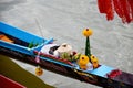 Thai people offerings dedicated or sacrifices for boat nymph or guardian goddess of boats