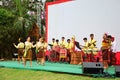 Thai people playing the northeast Thai traditional music called The pong lang