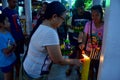 Thai people pray with Ganges river or goddess of water in Loy Kr