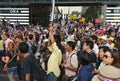 Thai people protest against corruption of the Thaksin government at Central Siam area Royalty Free Stock Photo