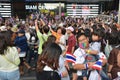 Thai people protest against corruption of the Thaksin government at Central Siam area Royalty Free Stock Photo