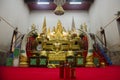 Thai people respect praying and gild cover with gold leaf on Luang Pho Ban Laem Royalty Free Stock Photo