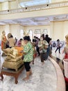 Thai people respect praying and visit for blessing from Luang Phor Sothorn Buddha statue in Chachoengsao, Thailand