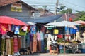 Thai people sale food and clothes at small market Royalty Free Stock Photo