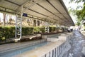 Thai people sitting and bath in pond and a spa garden in Chiang Rai, Thailand