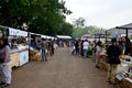 Thai people travel and shopping at market fair