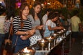 Thai people unidentified common unappreciated traditional festival candle parade of Buddha.