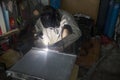 Thai people use electricity welding for fix and solder radiator