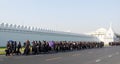 Thai people walking into Grand Palace to paying respect to the late King Bhumibol Adulyadej